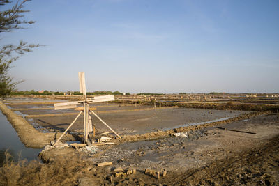Construction site on field against sky