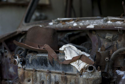 Close-up of rusty machine part