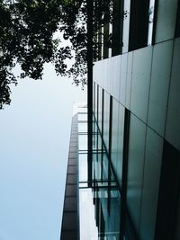 Low angle view of buildings against clear sky