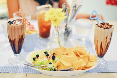 Close-up of ice cream in plate on table