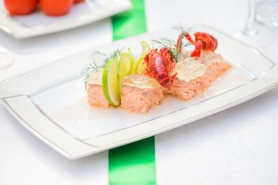 Close-up of food in plate on table