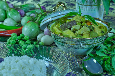 High angle view of vegetables in bowl