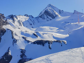 Snow-covered mountain landscape in the kaprun ski area austrian alps