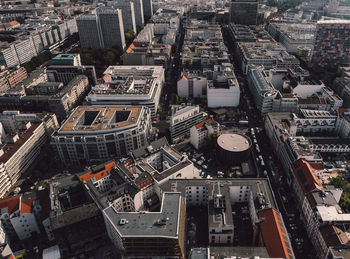 High angle view of buildings in city