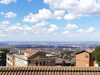 High angle view of townscape against sky