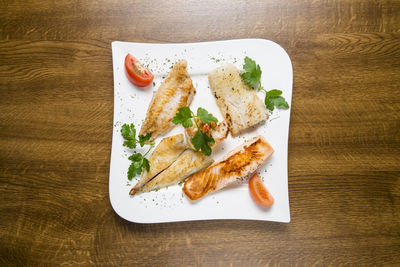 High angle view of food on table