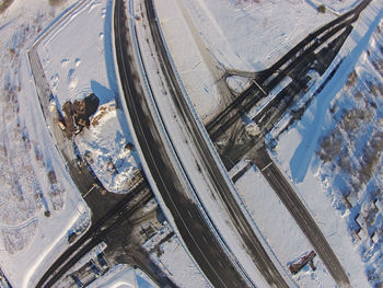 High angle view of landscape during winter