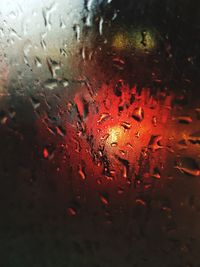 Close-up of raindrops on glass window