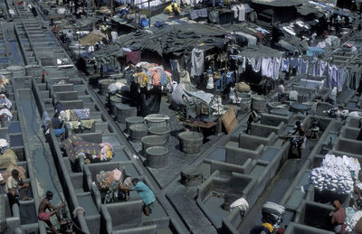 High angle view of buildings in city