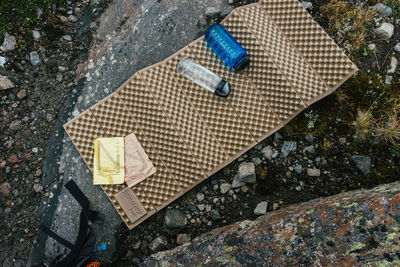 High angle view of garbage in water