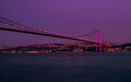 Suspension bridge at night