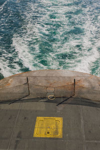 Wake behind back of ferry boat in the san juan islands, washington state