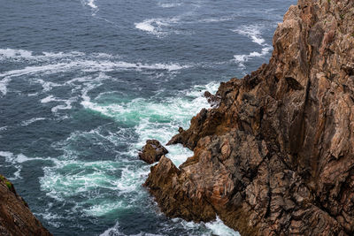 High angle view of rocks on beach