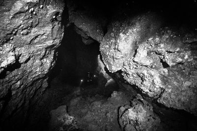 High angle view of rock formation in water