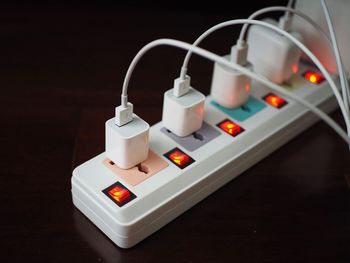 Close-up of computer keyboard on table