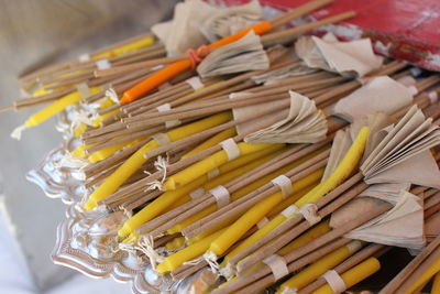 High angle view of food on table