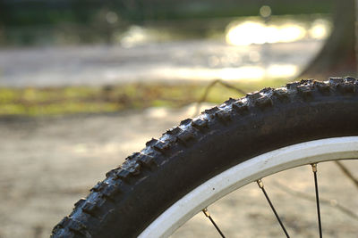 Close-up of bicycle wheel