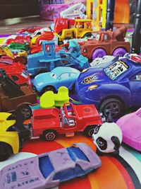 Close-up of multi colored toys