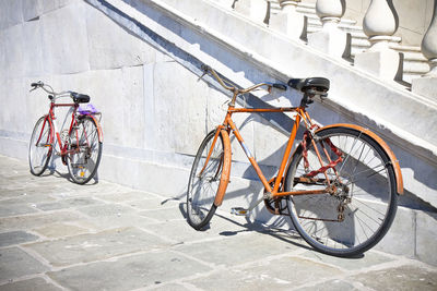 Bicycle parked on street