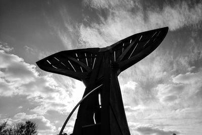 Low angle view of statue against sky