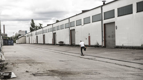 Woman walking on city street