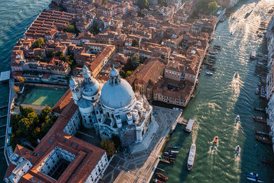 Aerial view of santa maria della salute church in venice