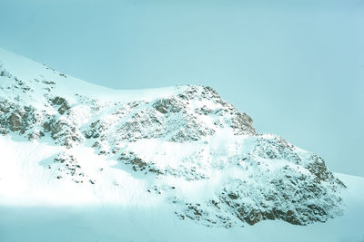 Scenic view of snowcapped mountains against clear sky