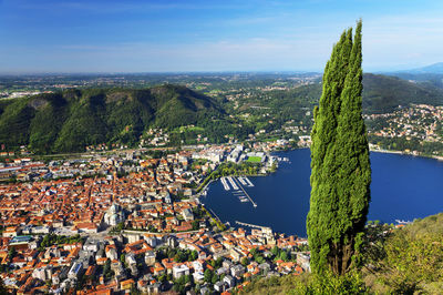 High angle shot of como lake