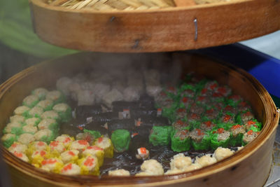 High angle view of food in container