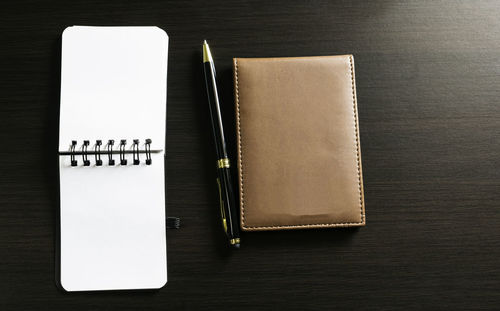 High angle view of pen on table