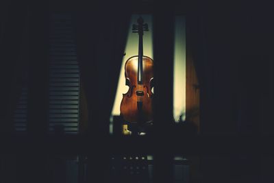 Low angle view of illuminated lamp