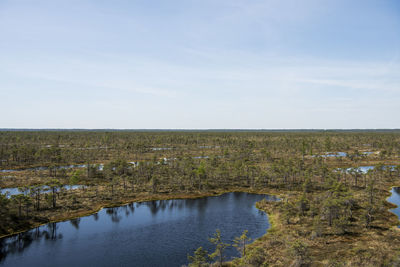 Scenic view of lake against sky