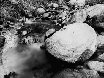 Close-up of stones in water