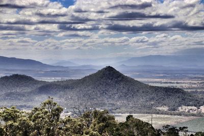 Scenic view of landscape against cloudy sky