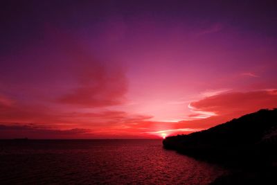 Scenic view of sea against sky at sunset