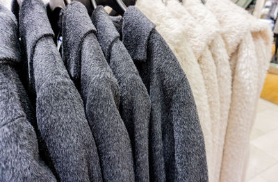 Close-up of clothing in store