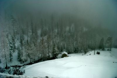 Scenic view of snow covered field