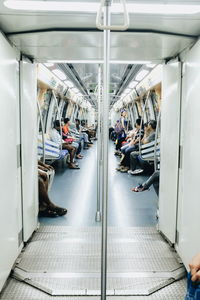 Passengers traveling in metro train