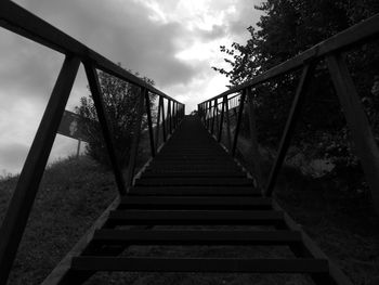 Low angle view of footbridge against sky