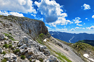 Panoramic view of pasubio peak and dente italiano or austriaco, veneto, italy