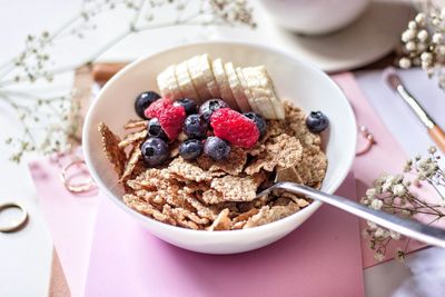 High angle view of breakfast in bowl