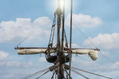 Low angle view of sailboat against sky