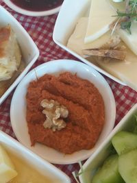 High angle view of meal served in plate