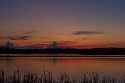 Scenic view of lake during sunset