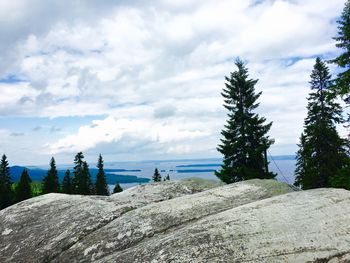 Scenic view of sea against cloudy sky