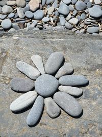 High angle view of stones