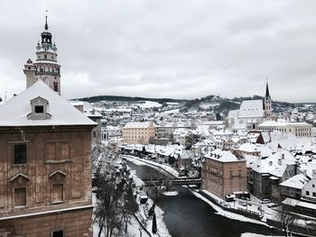 View of city against sky during winter