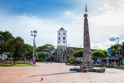 Jose celestino mutis square and bell tower of the san sebastian church built in 1653 at mariquita