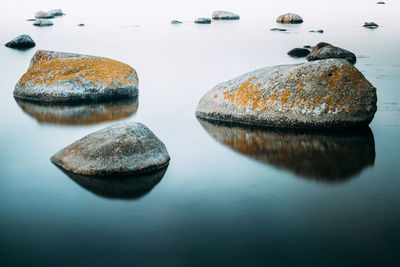 Close-up of rocks in water