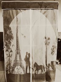 Digital composite image of people on wall